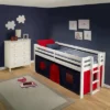 Twin Jasper Junior Loft Bed, White Frame And Playhouse Tent Blue/Red - Alaterre Furniture -Barbie Store GUEST 88aaa8c8 541d 4428 b568 4a40652831b0