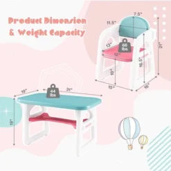 Costway 3-Piece Kids Table And Chair Set Toddler Activity Study Desk With Building Blocks -Barbie Store GUEST 88f5deaa 37ef 4595 85e5 01ef19b3aa71