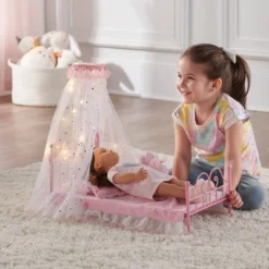 Starlights LED Canopy Metal Doll Bed With Bedding - Pink -Barbie Store GUEST 899ecc6f 4c1f 4dfb 9af0 86803f3c62df