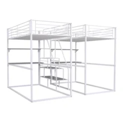 Double Twin Over Twin Size Metal Bunk Bed With Desk, Shelves And Storage Staircase-ModernLuxe -Barbie Store GUEST 89a37892 11fb 4dc3 a46f 9bb61f201a3b