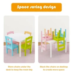 Costway 5 Piece Kids Wood Table Chair Set Activity Toddler Playroom Furniture Colorful -Barbie Store GUEST 8a245146 ec5b 485e b9ae 7f9d7e361a8d