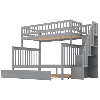 Twin Over Full Bunk Bed With Trundle Bed And Staircase-ModernLuxe 7 Twin Over Full Bunk Bed With Trundle Bed And Staircase-ModernLuxe - Image 5