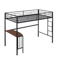 Twin Size Metal Loft Bed With Desk, Ladder And Railing - ModernLuxe -Barbie Store GUEST 8d7d6992 2afb 4a81 a524 1204bdc7c504