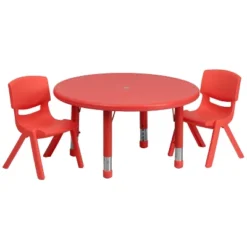 Flash Furniture 33" Round Plastic Height Adjustable Activity Table Set With 2 Chairs -Barbie Store GUEST 8d9e76db d288 4828 8cbb 8dfec7c6f9cd