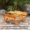 Gardenised Wooden Kids Picnic Table Bench With Backrest, Outdoor Children's Backyard Table, Crafting, Dining, And Playtime Patio Table -Barbie Store GUEST 8eaee34a bdf8 45ed 974d 388771dedd6f