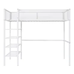 Metal Twin Size Loft Bed With 4 Shelves And Storage - ModernLuxe -Barbie Store GUEST 8f726e8d 2517 4e28 87ec 2687a9ed24d5