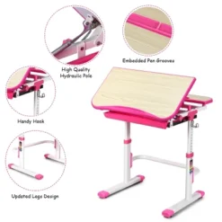 Costway Children Desk Chair Set Adjustable Study Table Drawer Winged Backrest Chair -Barbie Store GUEST 8f7f6fa8 42f6 46ee a0e4 165d9a037784