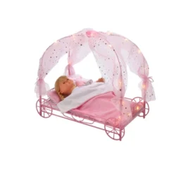 Badger Basket Royal Carriage Metal Doll Bed With Canopy Bedding And LED Lights - Pink/White/Stars -Barbie Store GUEST 8f89e4bf 8c5b 4fff 900a dbdc21011eff