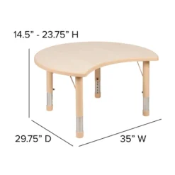 Emma And Oliver 25.125"W X 35.5"L Crescent Natural Plastic Adjustable Activity Table-Seats 4 -Barbie Store GUEST 908ddeeb 98e1 4d97 a4a3 0241e1b63ec4 1