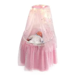Badger Basket Sweet Dreams Round Doll Bassinet With Canopy And LED Lights - Pink/White/Stars -Barbie Store GUEST 91243054 4be9 4233 ab23 abda96442be2