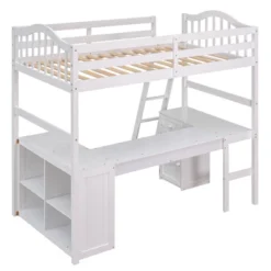 Twin Size Wooden Loft Bed With Drawers, Cabinet, Shelves And Desk-ModernLuxe -Barbie Store GUEST 93703765 6ab6 4c3e a229 41a01f292e01