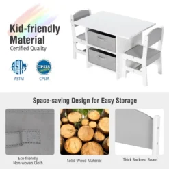 Babyjoy Kids Art Play Wood Table And 2 Chairs Set W/ Storage Baskets Puzzle -Barbie Store GUEST 95df00e3 7cd4 48d8 83cf 76ad21bc90b9