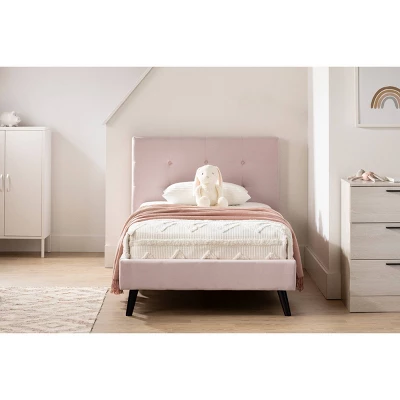 Maliza Upholstered Complete Platform Bed Pale Pink - South Shore 3 Maliza Upholstered Complete Platform Bed Pale Pink - South Shore
