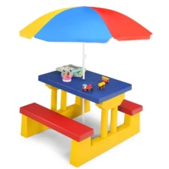 Costway Kids Picnic Table Set W/Removable Umbrella Indoor Outdoor Garden Patio -Barbie Store GUEST 998d5a34 f5fe 4f82 a64b 433e2f2978ec