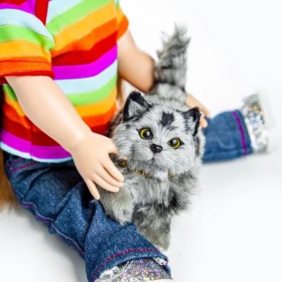 The Queen's Treasures 18 Inch Doll Pet Realistic Grey Striped Kitty Cat 5 The Queen's Treasures 18 Inch Doll Pet Realistic Grey Striped Kitty Cat - Image 3