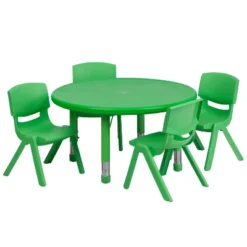 Flash Furniture 33" Round Plastic Height Adjustable Activity Table Set With 4 Chairs -Barbie Store GUEST 9ba7db33 e4cf 4585 b3a0 41aff703b2fd
