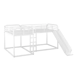 Full And Twin Size L-Shaped Metal Bunk Bed With Slide And Ladder-ModernLuxe 14 Full And Twin Size L-Shaped Metal Bunk Bed With Slide And Ladder-ModernLuxe -Barbie Store GUEST 9bd9151a d30d 4d62 bb17 694a23cf1dae