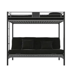Twin Over Futon Maxence Metal Bunk Bed Silver/Black - Room & Joy -Barbie Store GUEST 9e66d74e 9b2d 4bbb 9c12 2126c9d3bbf2