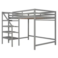 Full Size Loft Bed With Staircase And Safety Guardrails Gray/White-ModernLuxe -Barbie Store GUEST 9ebed37e 5216 4707 9a5b 7ae0442ff844