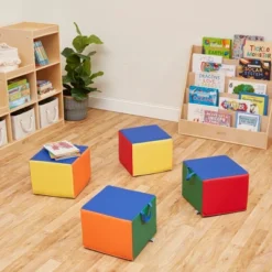 ECR4Kids SoftZone Cozy Cubes, Flexible Foam Seating -Barbie Store GUEST a098a222 bd75 4612 a940 8da776d26779