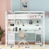 Loft Bed With Multi-Function Storage Table, LED Lights, Bedside Tray And Charging Station, White - ModernLuxe -Barbie Store GUEST a237bf76 eb74 4c88 bc97 1ecc43a877e4