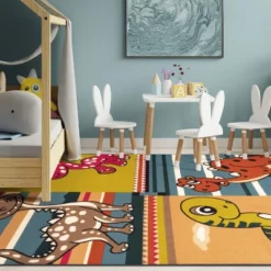 Dinoventure Dinosaurs Non-Slip Kids Playroom Decor Washable Indoor Area Rug By Blue Nile Mills -Barbie Store GUEST a2be313b 5132 4b51 a0e3 f1671e23e370