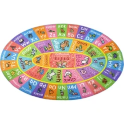 KC CUBS Boy & Girl Kids ABC Alphabet W/ Animals & Sounds Educational Learning & Fun Game Play Nursery Bedroom Classroom Oval Rug Carpet -Barbie Store GUEST a36e1d4c e386 4d6e ad05 68fbc8548434