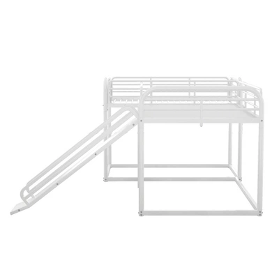 Full And Twin Size L-Shaped Metal Bunk Bed With Slide And Ladder-ModernLuxe 9 Full And Twin Size L-Shaped Metal Bunk Bed With Slide And Ladder-ModernLuxe - Image 7