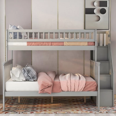 Twin Over Full Stairway Bunk Bed With Storage-ModernLuxe 3 Twin Over Full Stairway Bunk Bed With Storage-ModernLuxe