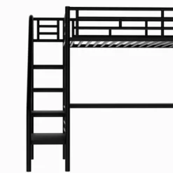 Metal Twin Size Loft Bed With Desk, Black - ModernLuxe -Barbie Store GUEST a5f794d9 5e27 4bba abeb d40fb3449f71