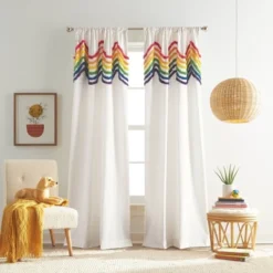 2pk Rainbow Tufted Striped Poletop Curtains - Dream Factory 12 2pk Rainbow Tufted Striped Poletop Curtains - Dream Factory -Barbie Store GUEST a6d3aedc 21f5 4134 8d4d af59d808ce53