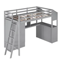 Twin Size Loft Bed With Wardrobe, Drawers And Desk With Shelves - ModernLuxe -Barbie Store GUEST a7736f33 561d 4a0b 91fb a09ab83e5213
