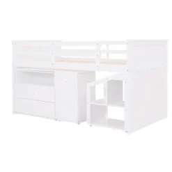 Twin Size Low Loft Bed With Storage Steps And Portable Desk-ModernLuxe -Barbie Store GUEST a7932844 887a 4906 b773 0cb8bd22cdfd