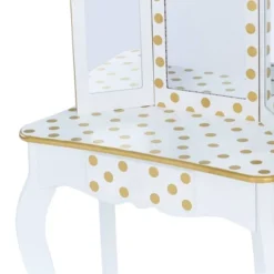 Fashion Polka Dot Gisele Play Vanity Set With Led Mirror White/Gold - Teamson Kids -Barbie Store GUEST a887a881 9a99 4916 8be7 43147eb330b7