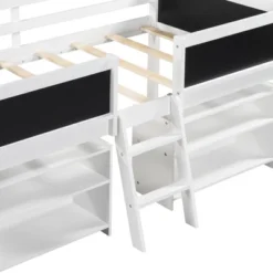 Twin Size Low Loft Bed With Two Removable Shelves, Ladder And Decorative Rail Chalkboard - ModernLuxe -Barbie Store GUEST ac89bb0d d132 4649 ae47 c8cc63689b6f