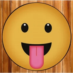 Deerlux Emoji Style Round Funny Smiley Face Kids Area Rug, Tongue Out Emoji Rug -Barbie Store GUEST ad2b9460 8b98 4ad5 91b4 092568603bb2