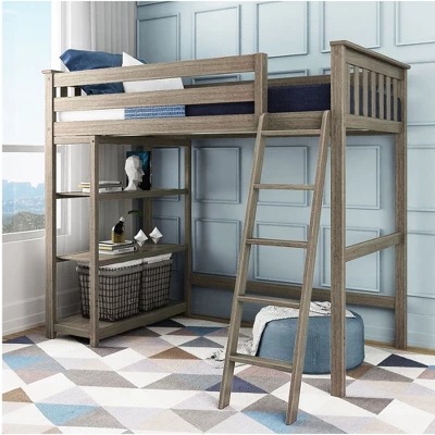 Max & Lily Twin-Size High Loft Bed With Bookcase 3 Max & Lily Twin-Size High Loft Bed With Bookcase