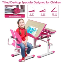 Costway Children Desk Chair Set Adjustable Study Table Drawer Winged Backrest Chair -Barbie Store GUEST aee8a052 8049 4cfa 9bf1 d38880088c9c