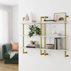 Theo Floating Shelf Gold/White - Nathan James -Barbie Store GUEST aef629ce 7523 41fc 95db c9d50ca76021