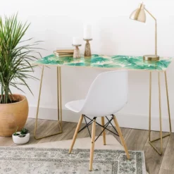 Jacqueline Maldonado Paradise Palms Desk With Gold Legs - Deny Designs