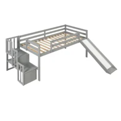 Twin Size Loft Bed With Staircase, Safety Guardrails And Slide-ModernLuxe -Barbie Store GUEST b0d023c4 3bcd 4cbd 8f8e d0501055823e