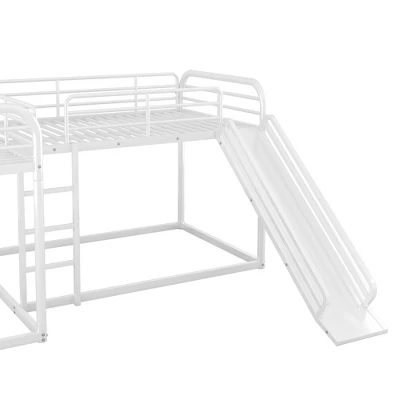 Full And Twin Size L-Shaped Metal Bunk Bed With Slide And Ladder-ModernLuxe 11 Full And Twin Size L-Shaped Metal Bunk Bed With Slide And Ladder-ModernLuxe - Image 9