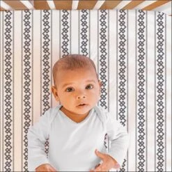 The Peanutshell Fitted Crib Sheets - Green Botanical Leaf And Stripe - 2pk -Barbie Store GUEST b2c897d6 49a4 4bb6 bc4d 1d272aab3373