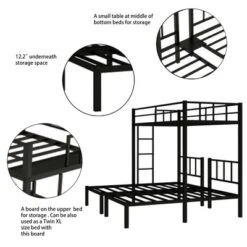 Twin Over Twin Metal Triple Bunk Bed With Ladder, Black-ModernLuxe -Barbie Store GUEST b2d3d91e 1196 47e7 830d 3e5a5235a17e