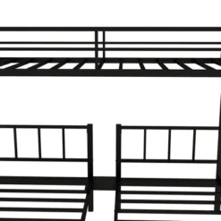 Twin Over Twin Metal Triple Bunk Bed With Ladder, Black-ModernLuxe -Barbie Store GUEST b465af8f 643a 4011 ba4b 118b43a2a09c