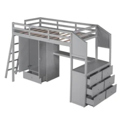 Twin Size Loft Bed With Wardrobe, Drawers And Desk With Shelves - ModernLuxe -Barbie Store GUEST b491be01 c4f6 4449 a95c e87999b37070