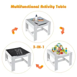 Costway Kids Table Chairs Set With Storage Boxes Blackboard Whiteboard Drawing GreyNature -Barbie Store GUEST b5538307 d289 432b 979e 1eff09a62cb2