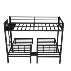 Twin Over Twin Metal Triple Bunk Bed With Ladder, Black-ModernLuxe -Barbie Store GUEST b5903270 99f9 40ba 898e 65c549c8ed7b