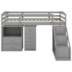 Twin Size Loft Bed With Multifunctional Movable Built-in Desk And Staircase-ModernLuxe 15 Twin Size Loft Bed With Multifunctional Movable Built-in Desk And Staircase-ModernLuxe -Barbie Store GUEST bb40fafc c23b 4a04 a07a 78528a707301