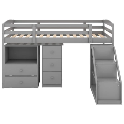 Twin Size Loft Bed With Multifunctional Movable Built-in Desk And Staircase-ModernLuxe 8 Twin Size Loft Bed With Multifunctional Movable Built-in Desk And Staircase-ModernLuxe - Image 6